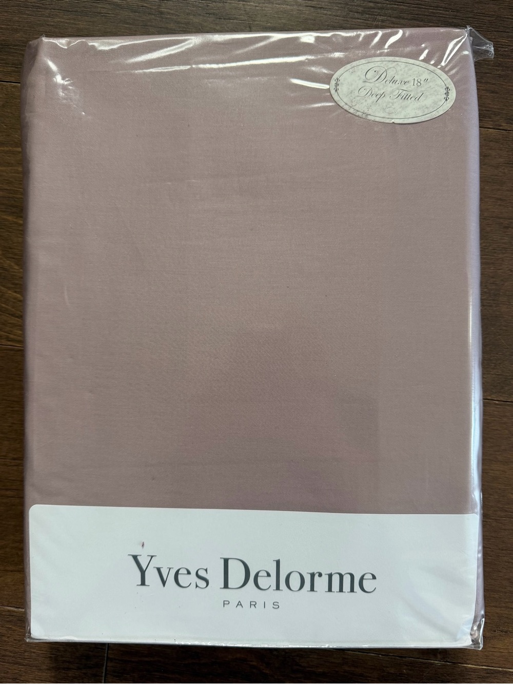 Yves Delorme TRIOMPHE Lila Cal King Fitted Sheet Organic Cotton Sateen NIP
